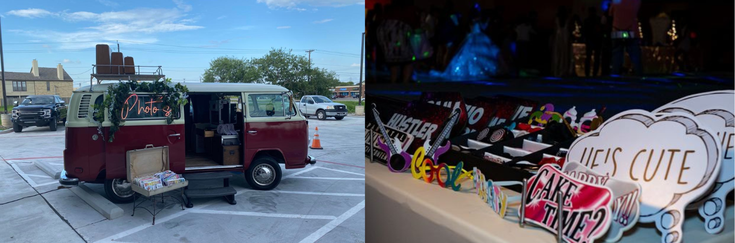 photo booth props and photo booth van